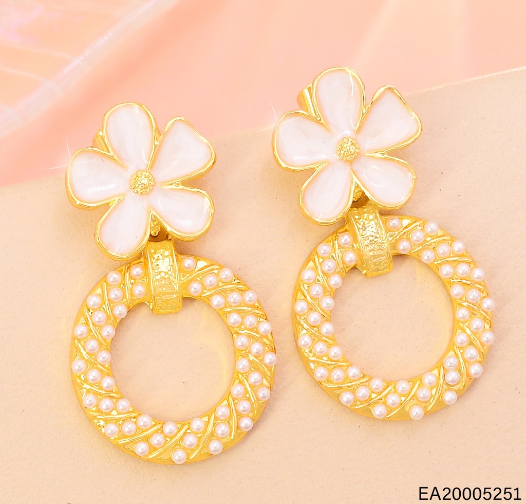 ARETES GUIRNALDA PERLITAS C/FLOR BLANCA EE4755-9