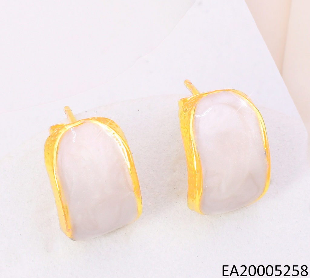ARETES DOR OVALO BLANCO EE4764-9