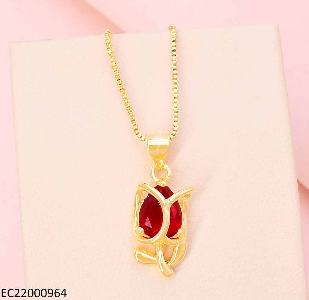 CADENA DORADO TULIPAN ZIRC. ROJA VERT. CE430-9