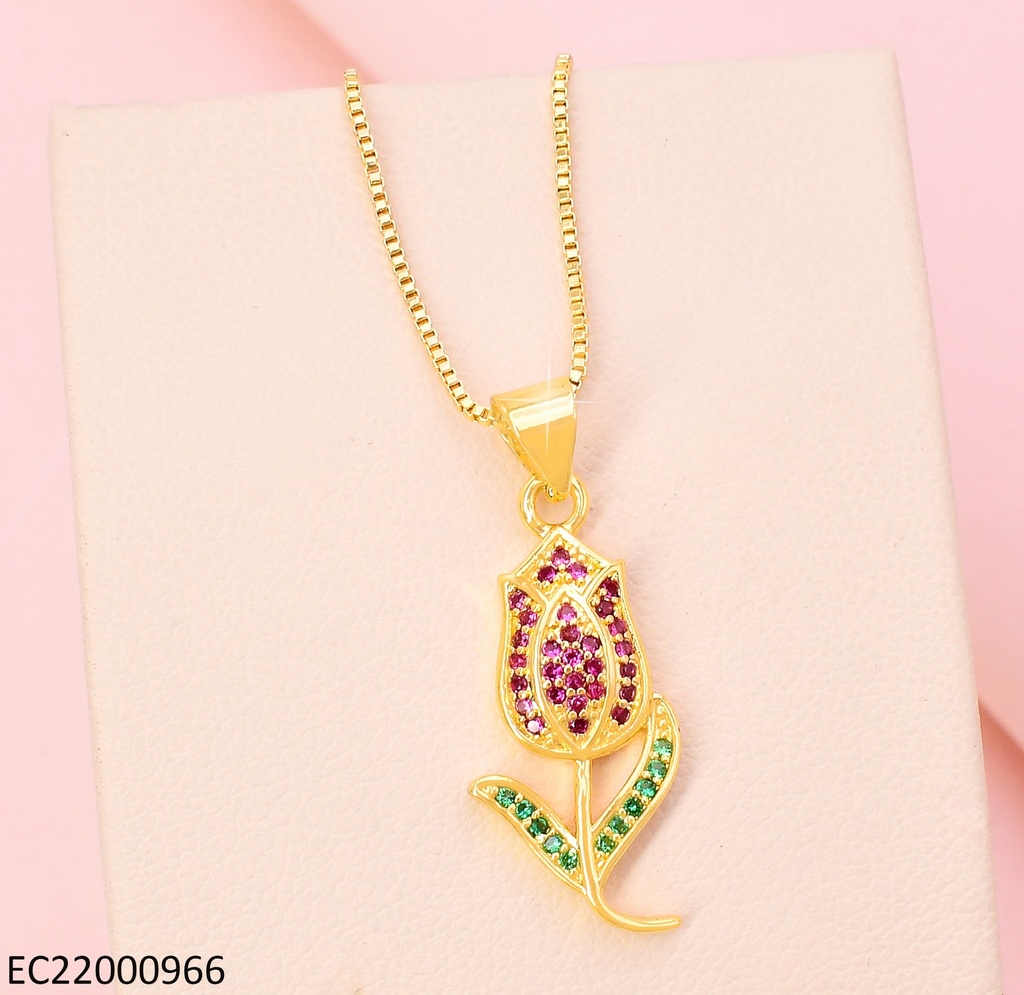 CADENA DORADA TULIPAN ZIRC FUCSIA CE433-9