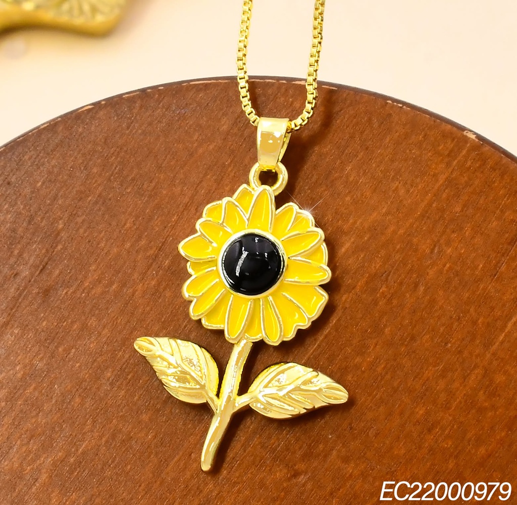 CADENA VENECIANA DORADA DIJE FLOR AMARILLA CE463-314