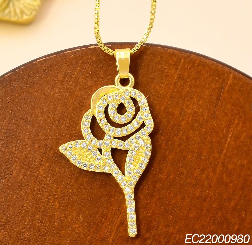 CADENA VENECIANA DORADA CROQUI ROSA ZIRC. CE464-314