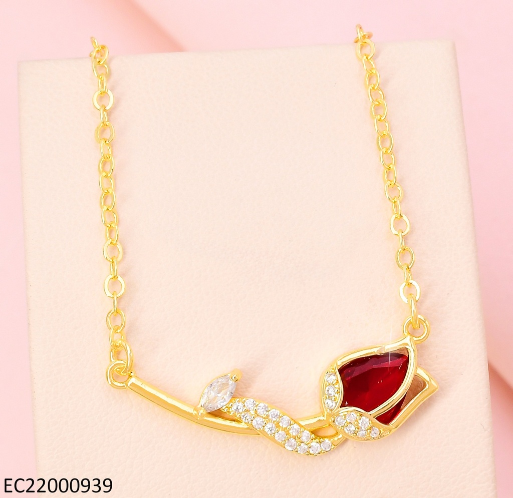 CADENA DORADA TULIPAN ROJO ZIRC. HORIZONTAL CE416-9