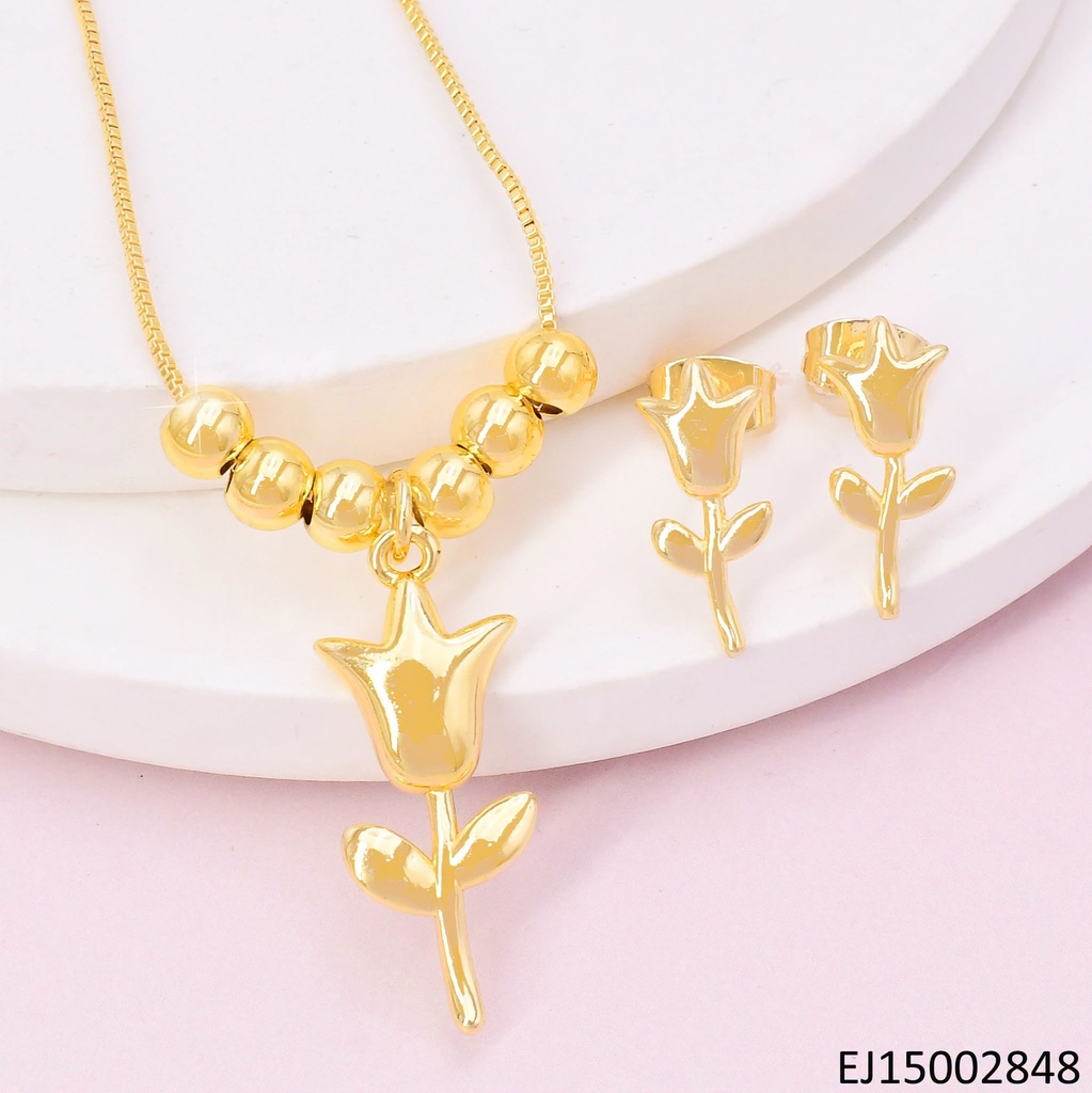 SET DORADO TULIPAN LISO /PELOTITAS SE1146-9 (TLP)