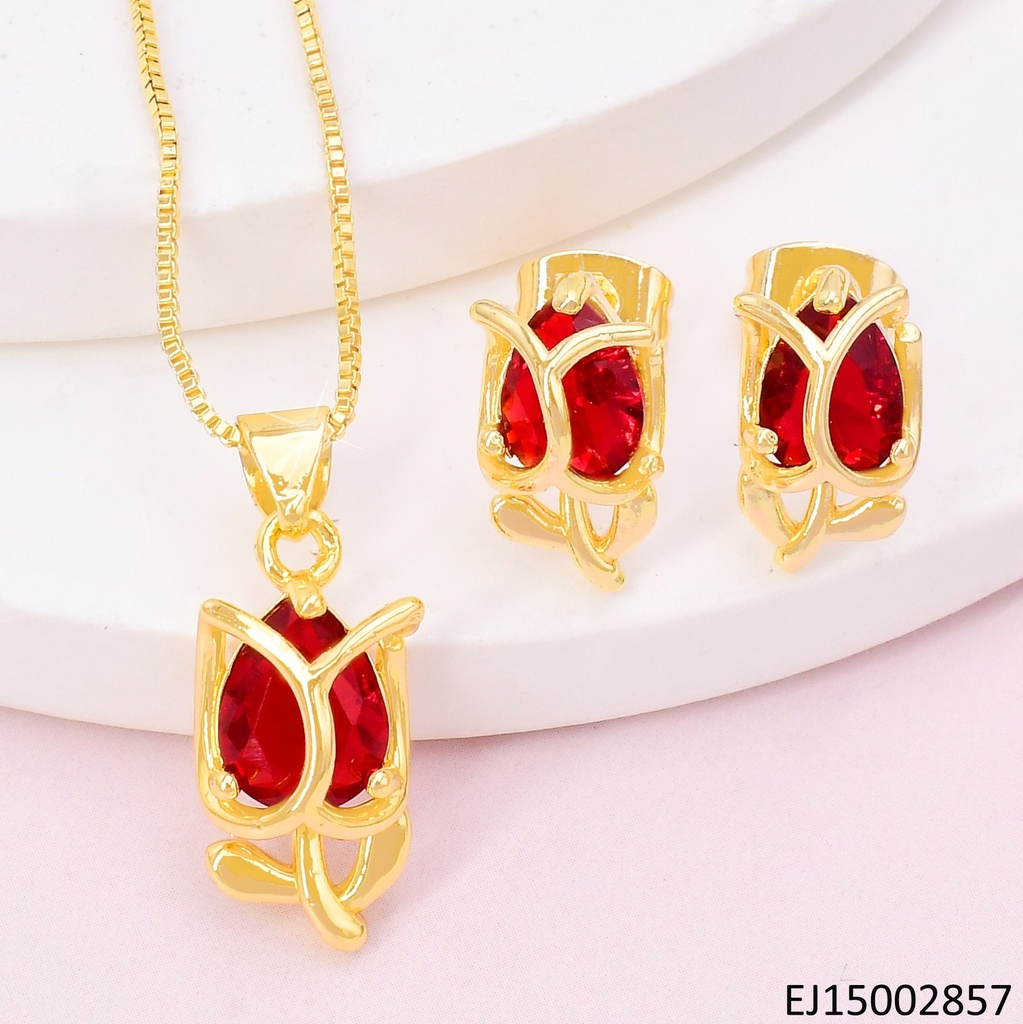 SET DORADO TULIPAN ZIRC ROJA SE1140-9 (TLP)