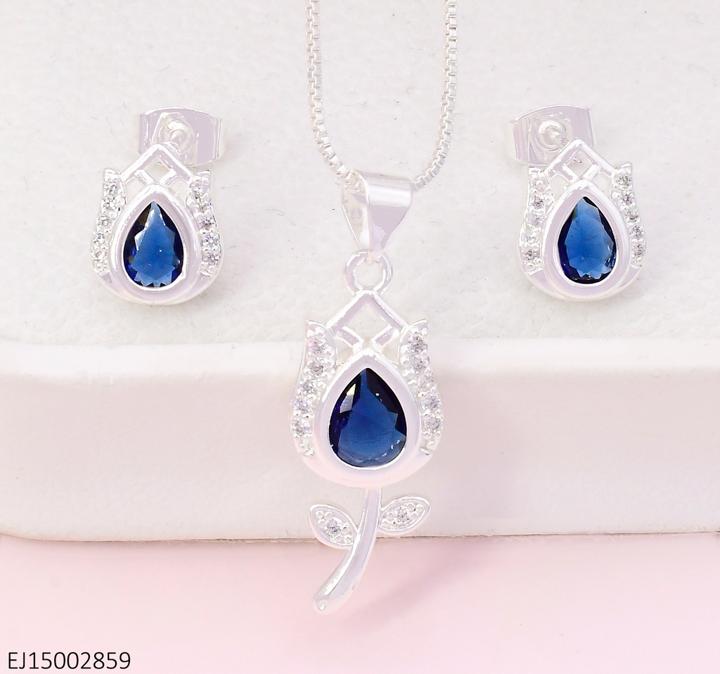 SET PLAT.TULIPAN ZIRC.GOTA AZUL SE1141-9