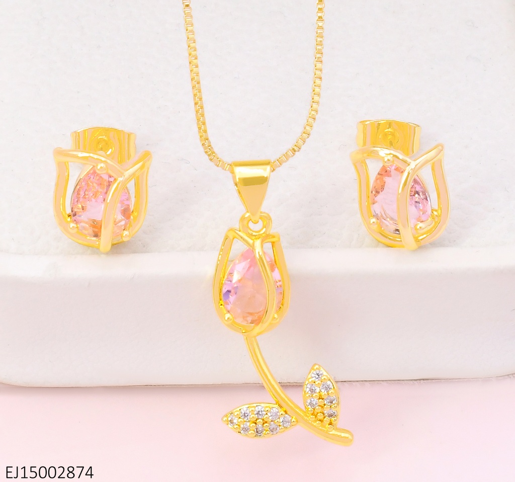 SET TULIPAN ZIRC. ROSADAS HOJITAS ZIRC. SE1166-9 (TLP)