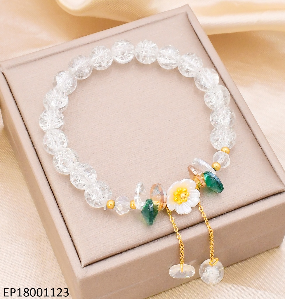 PULSERA PELOTAS C/DIJE FLOR BLANCA BA2159-5
