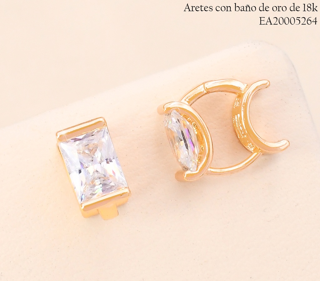ARETES BAÑO DE ORO 18K XUPING RECTANGULO ZIRC.