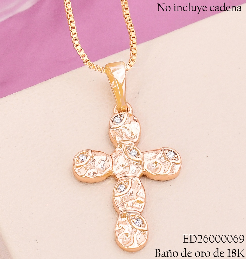 DIJE BAÑO DE ORO 18K CRUZ C/GRAB-ZIRC.