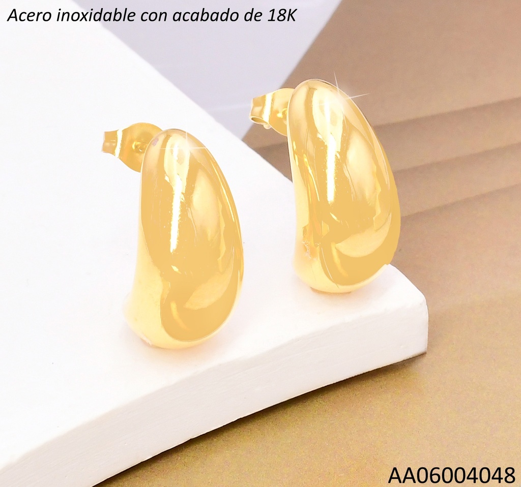ARETES TRENDY ACERO INOX. ACABADO 18K "J" LISAS P25070184001