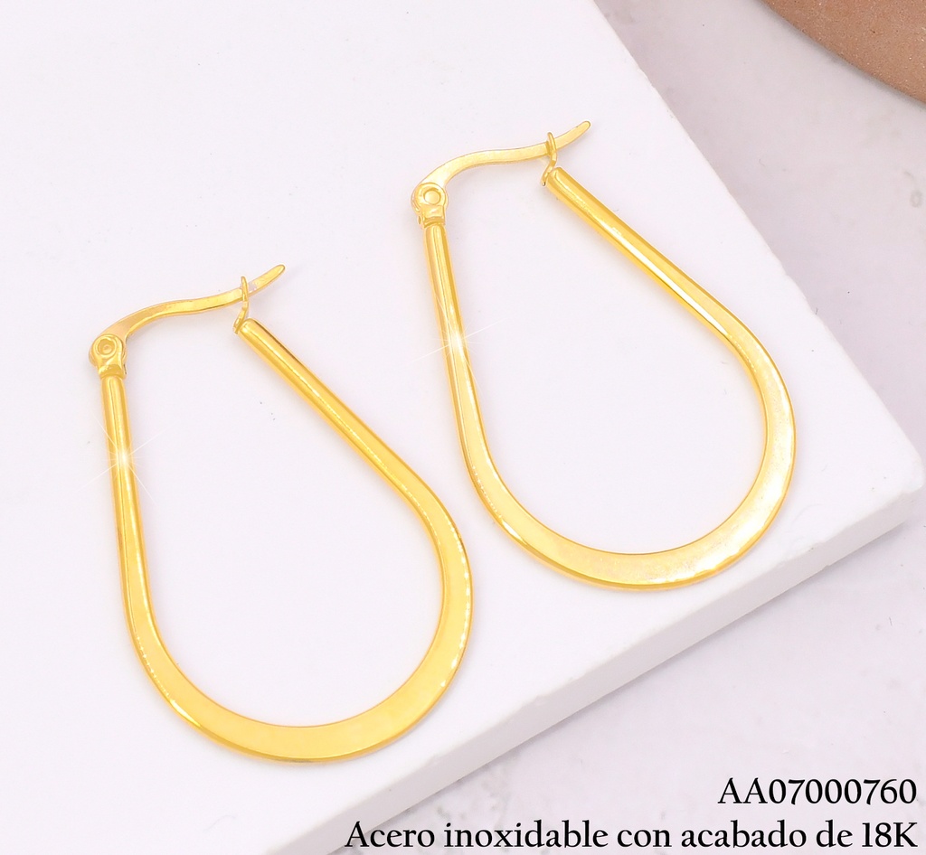 ARGOLLAS  ACERO INOX. ACABADO 18K. OVALADA 37MM P25070170001