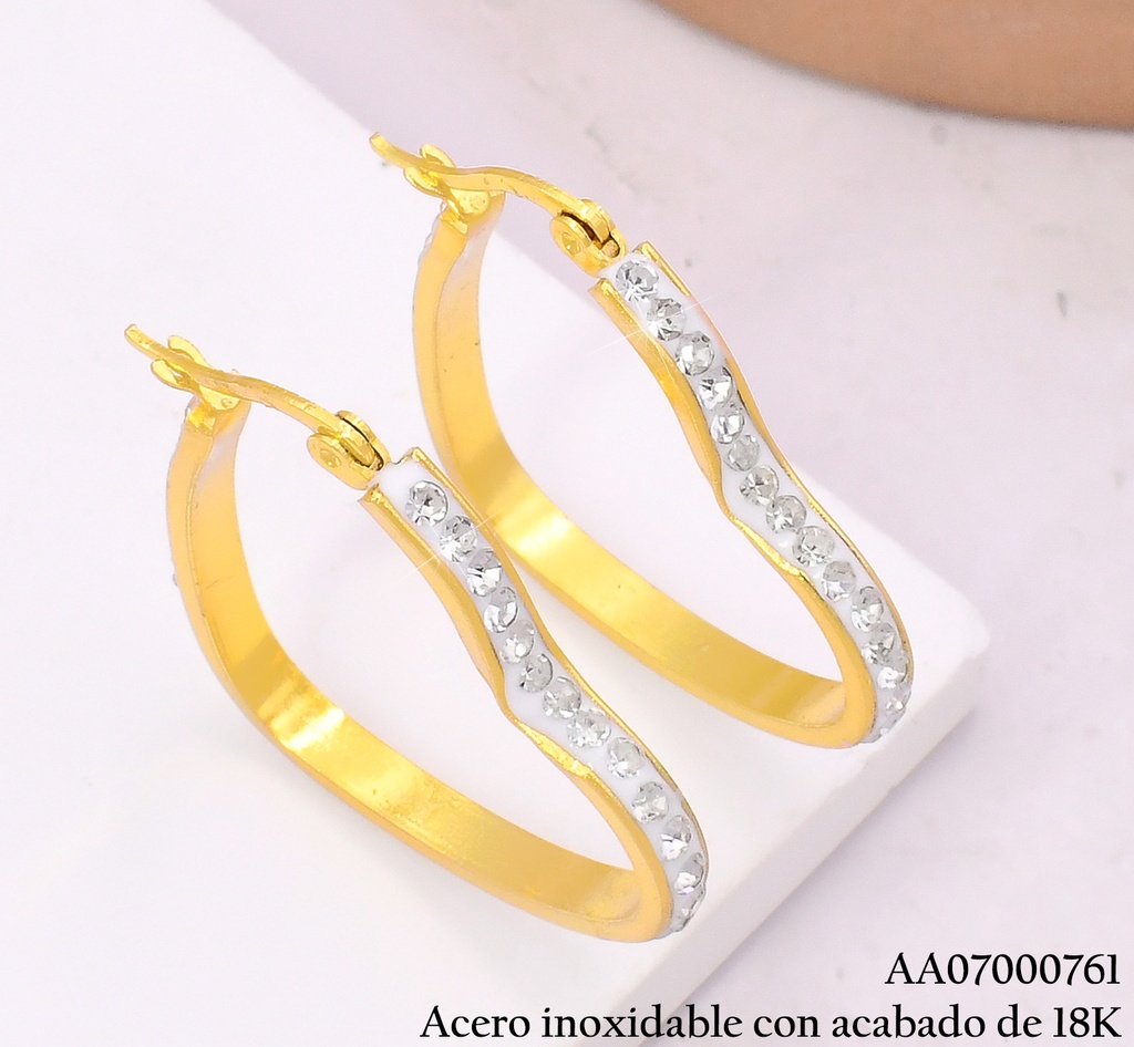 ARGOLLA ACERO INOX. ACABADO 18K. CROQUI CORAZON ZIRC. CRISTAL P25070174001
