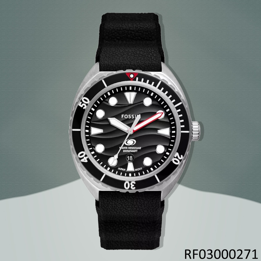 RELOJ FOSSIL ANALOGO BREAKER FS6062 METAL SILICON NEGRO