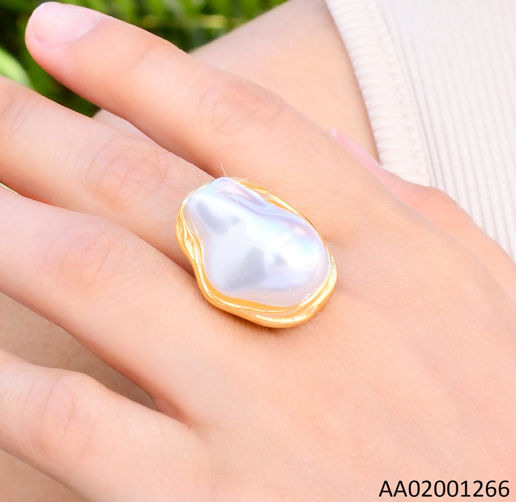 ANILLO DOR OVALO PERLA IRREGULAR RA580-305