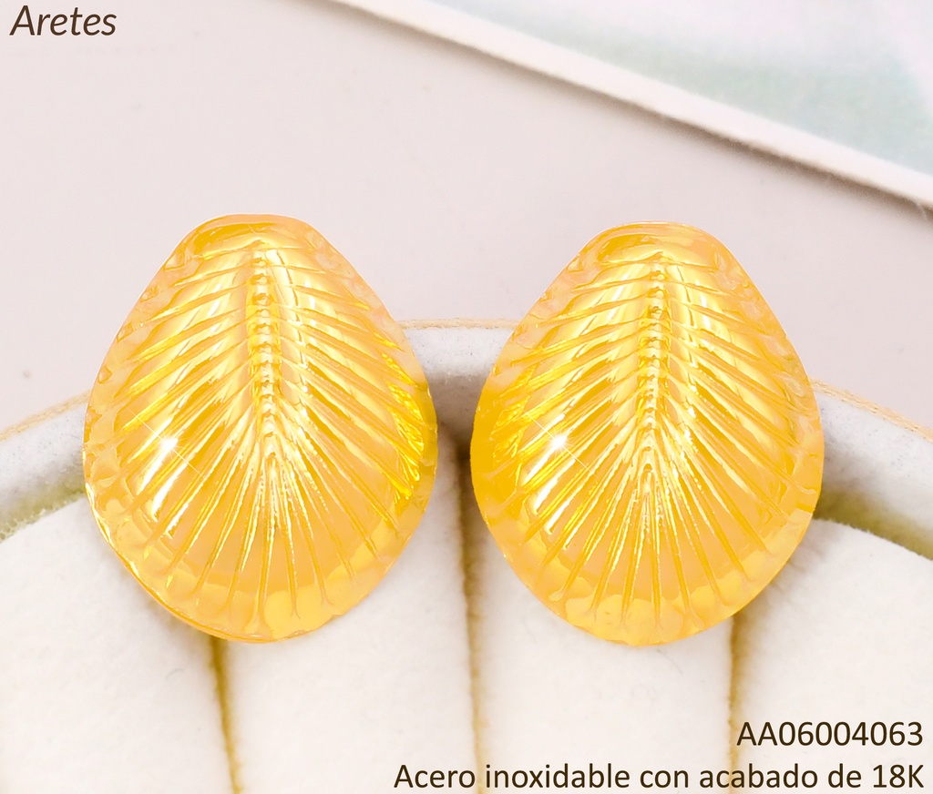 ARETES ACERO INOX. ACABADO 18K HOJA P25061413001