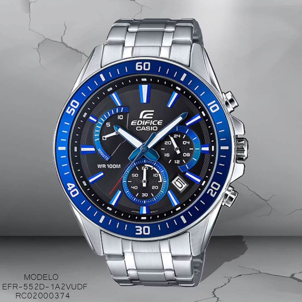 RELOJ CASIO EDIFICE ANALOGO EFR-552D-1A2VUDF METAL PLAT.