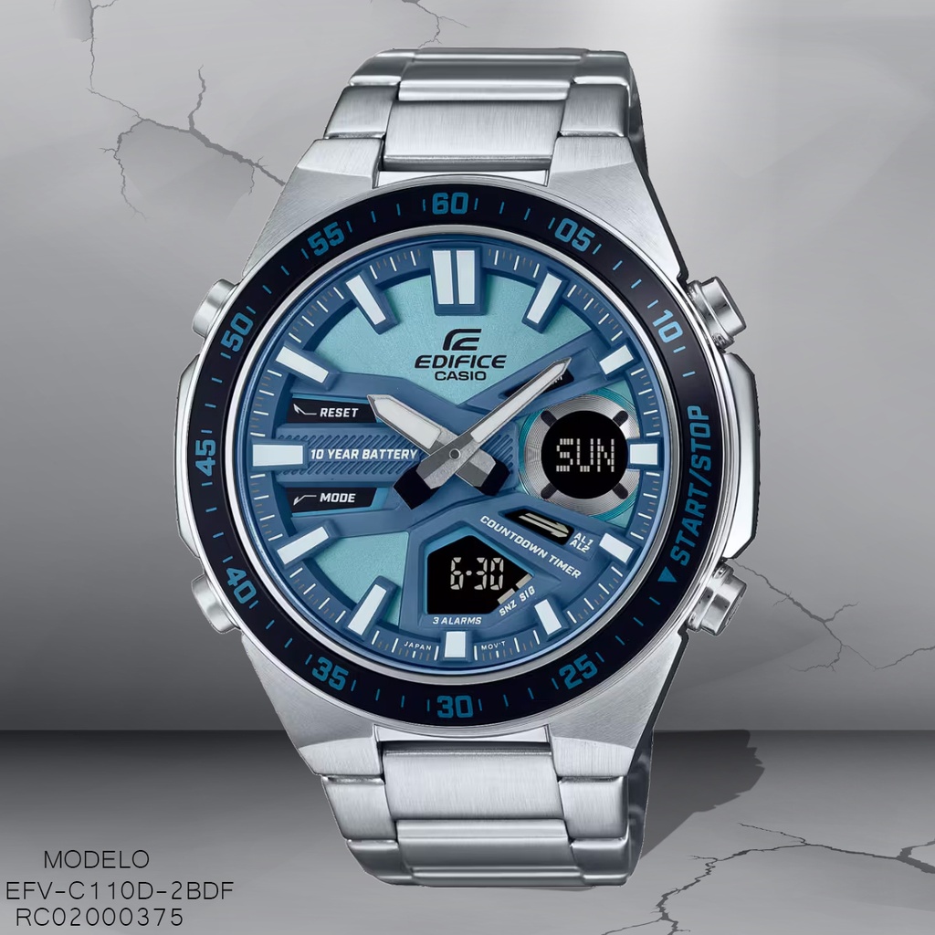 RELOJ CASIO EDIFICE ANALOGO  EFV-C110D-2BDF METAL PLAT.