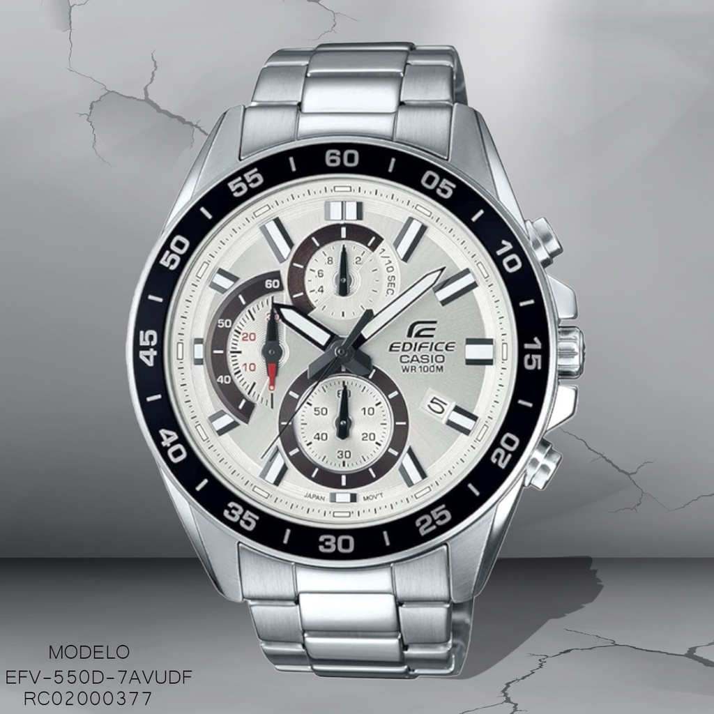RELOJ CASIO EDIFICE ANALOGO EFV-550D-7AVUDF METAL PLAT.