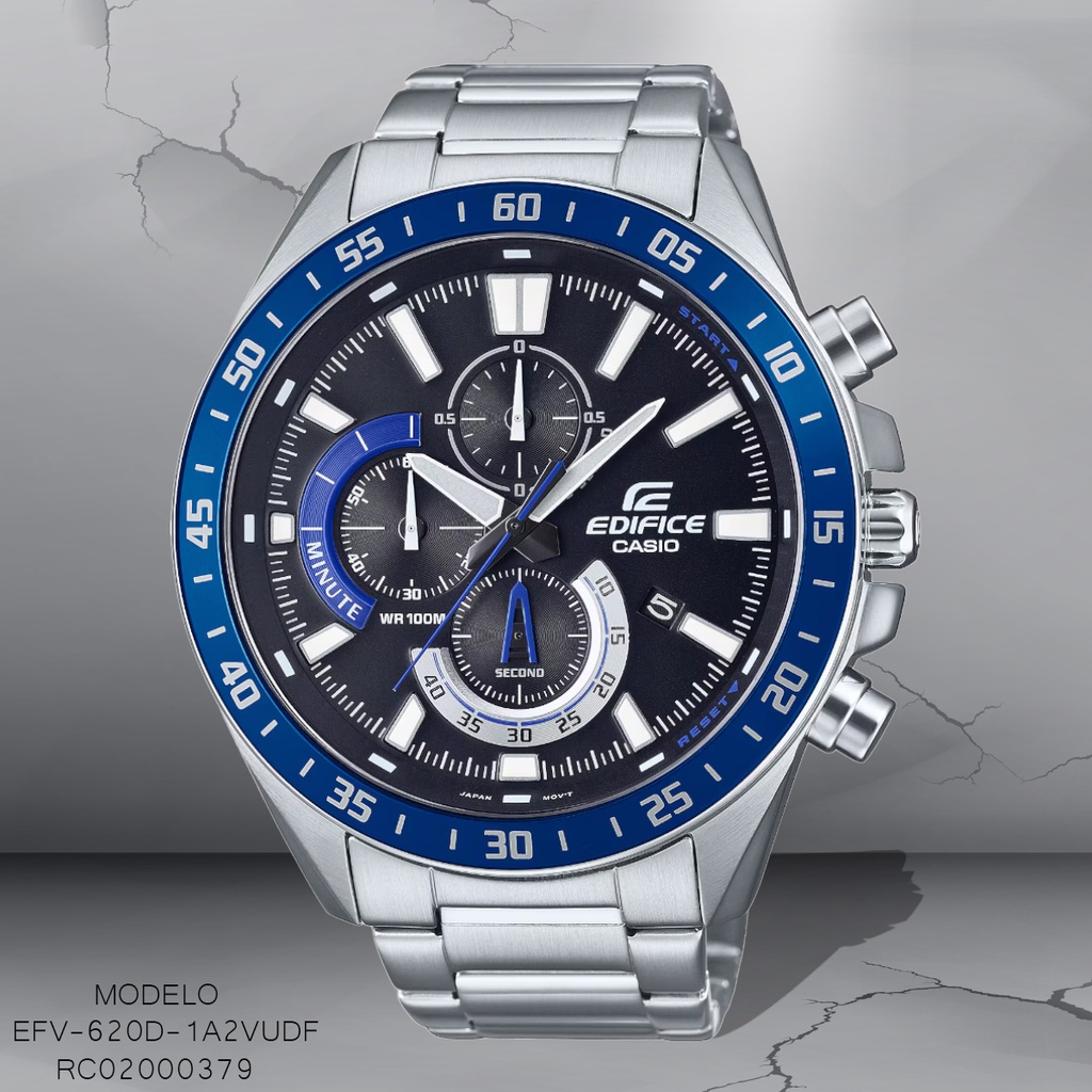 RELOJ CASIO EDIFICE ANALOGO EFV-620D-1A2VUDF METAL PLAT.