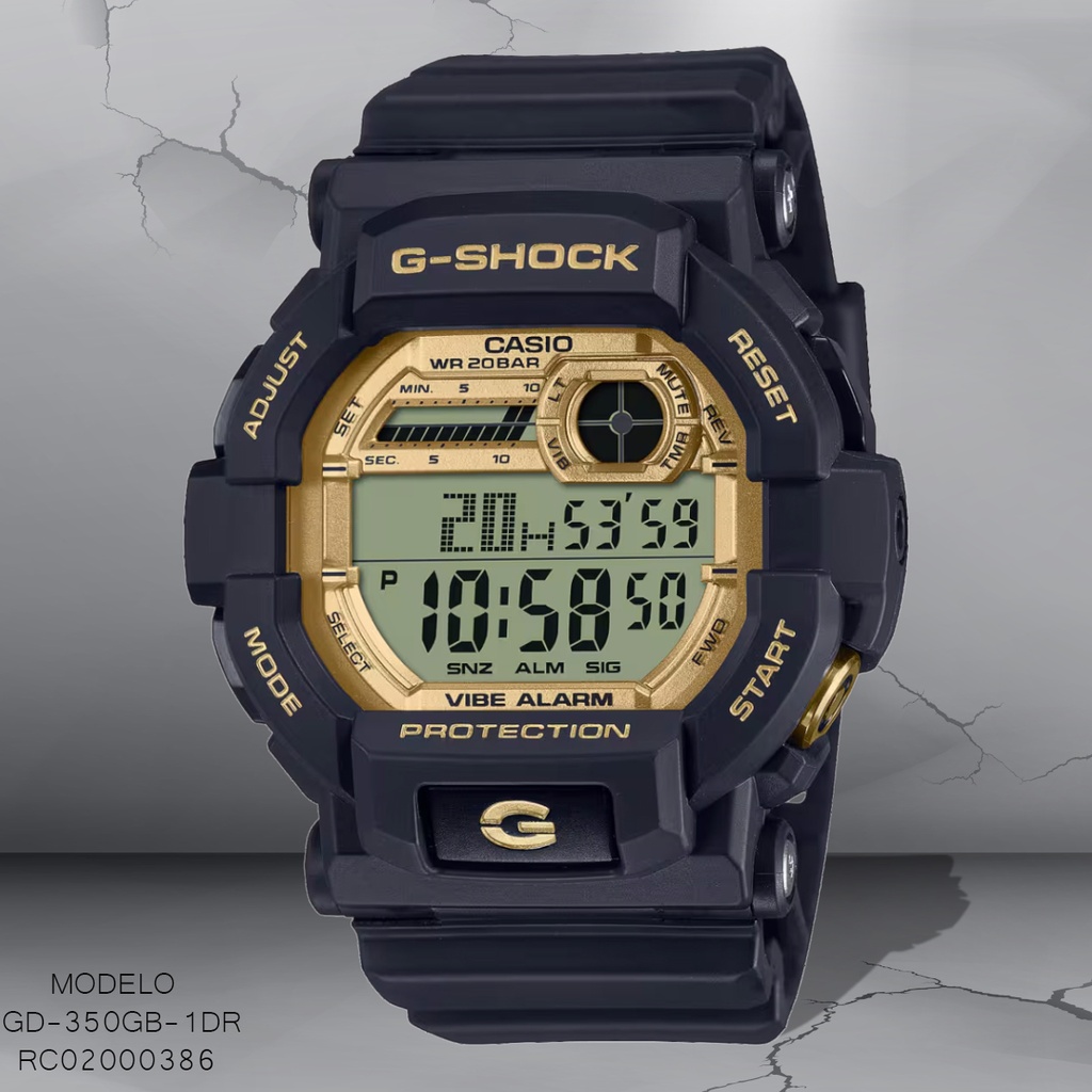 RELOJ CASIO G-SHOCK DIGITAL GD-350GB-1DR SILICON NEGRO