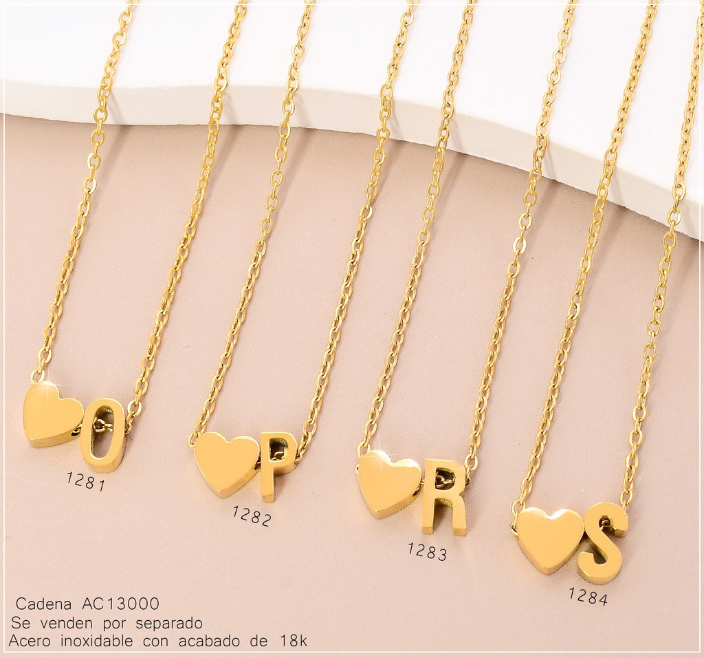 CADENA C/DIJE INICIAL 💛"S" ACERO INOX. ACABADO 18K.P25070033019