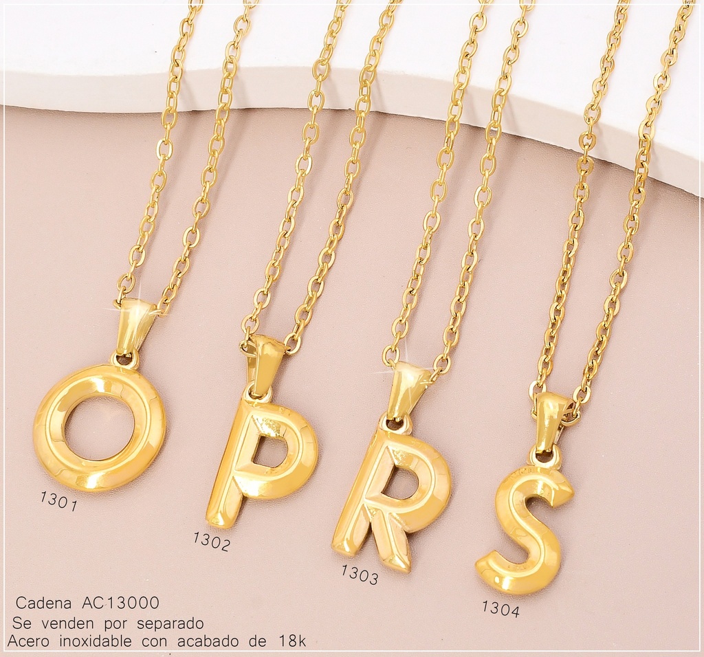 CADENA C/DIJE INICIAL "S" ACERO INOX.ACABADO 18K. P25070034019