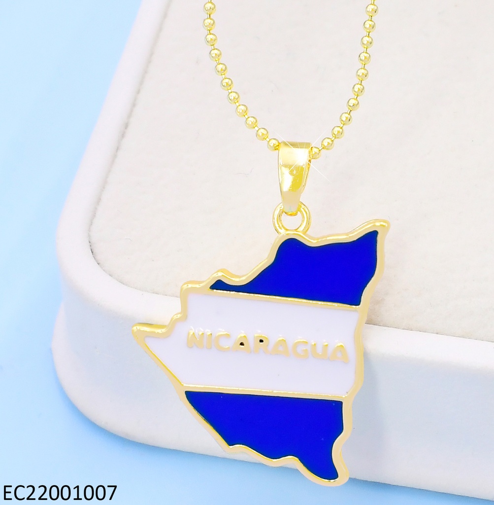CADENA DORADA PELOTITAS / DIJE MAPA "NICARAGUA" G193-841