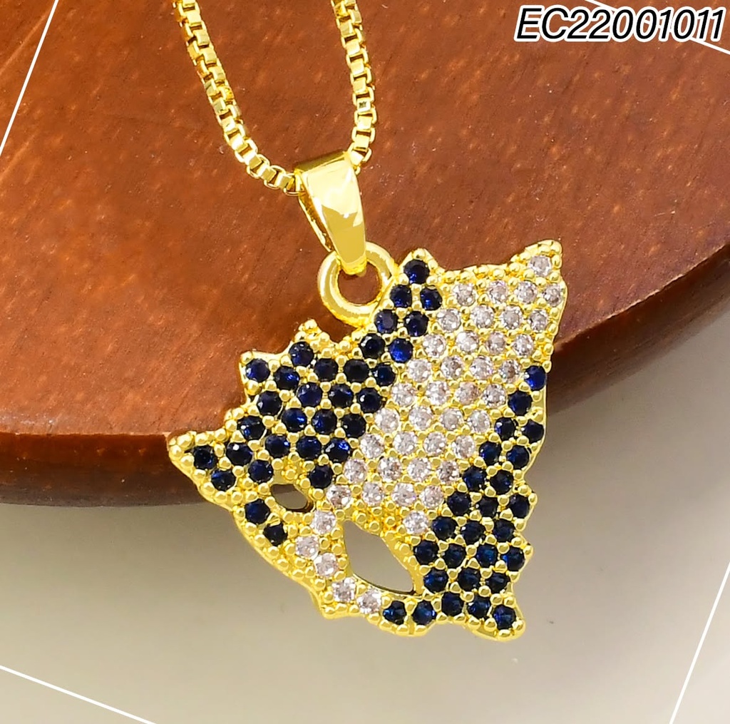 CADENA DOR VENECIANA /DIJE MAPA NICARAGUA ZIRC. AZUL & CRISTAL K3870-212 (PI)