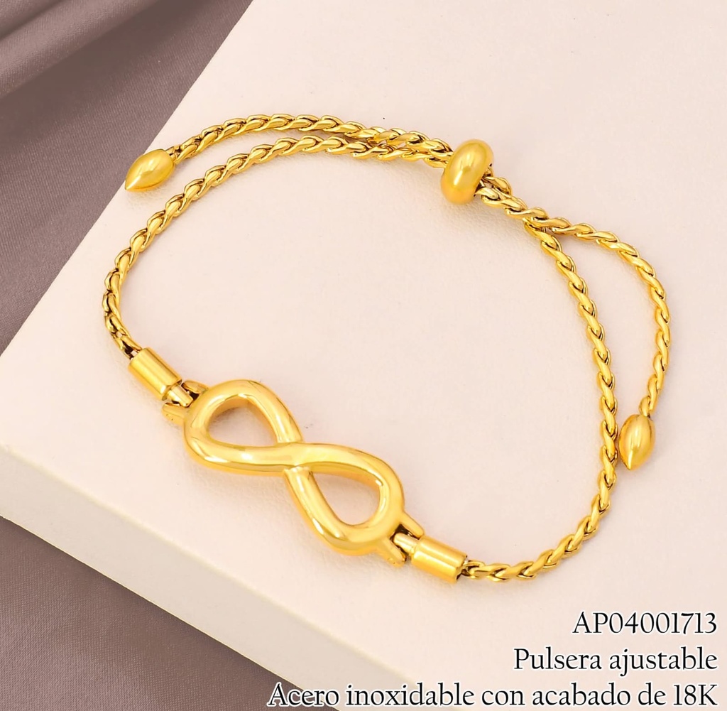 PULSERA ACERO INOX. ACABADO 18K. AJUSTABLE /INFINITO CENTRO P25070071001