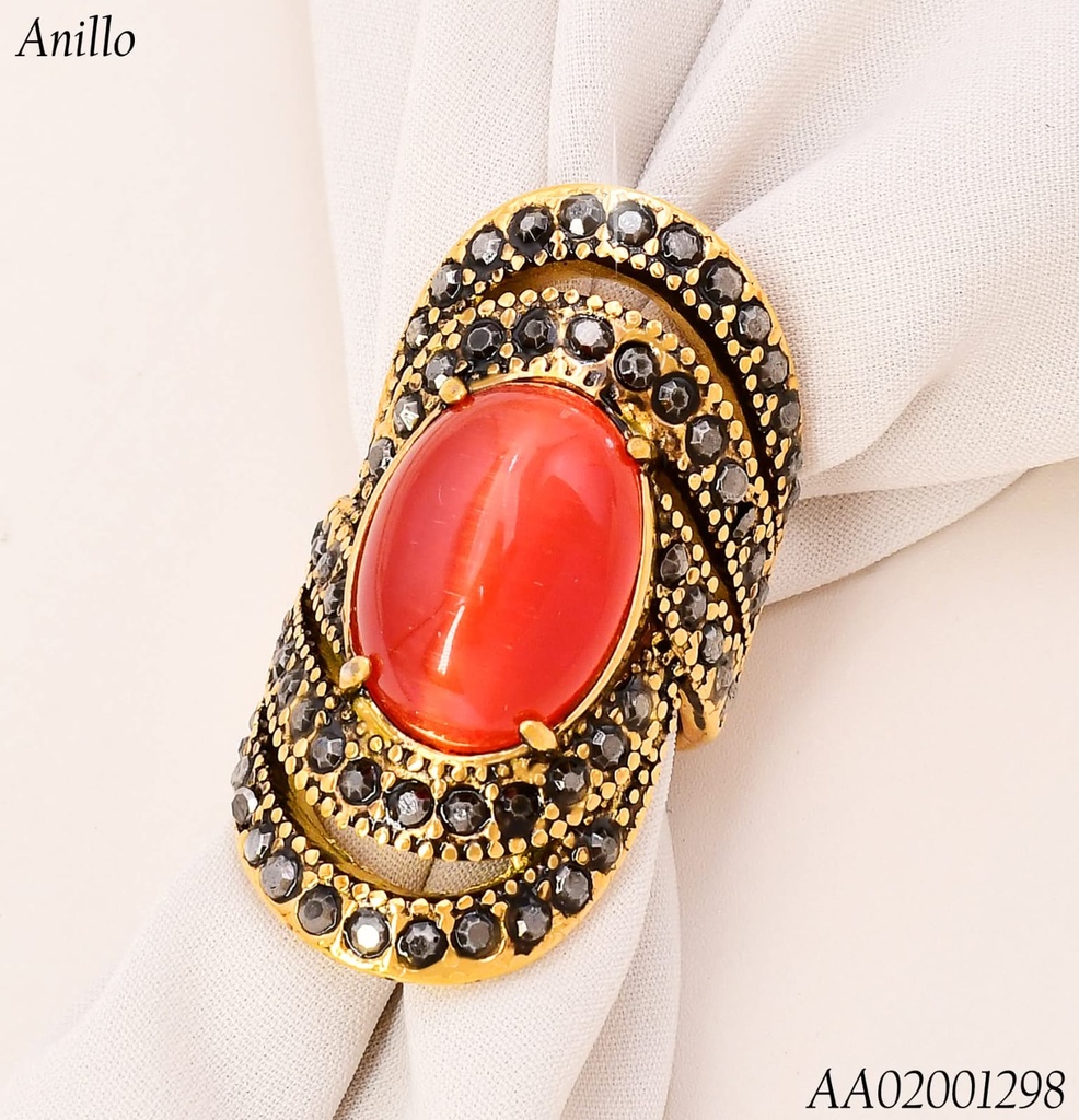 ANILLO 5 LINEAS ZIRC/CENTRO OV.ROJO RA625-305