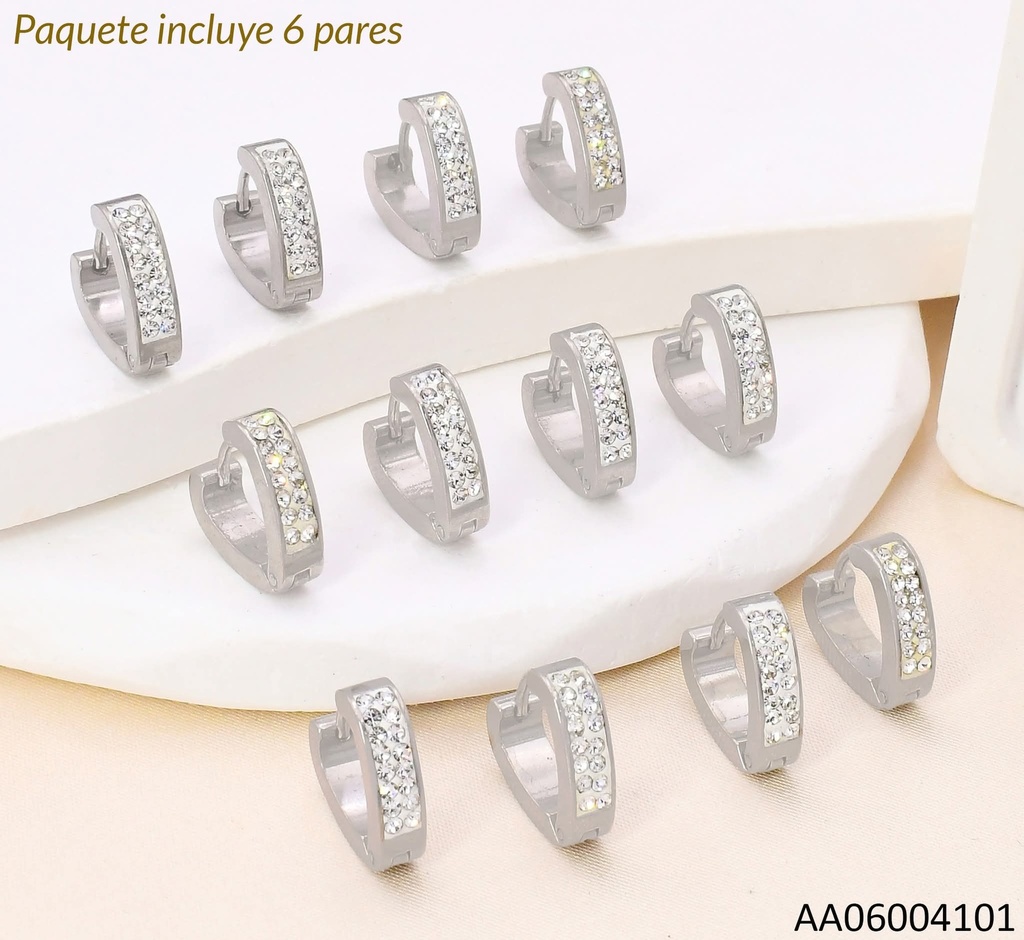 PAQ.6 PARES ARETES HUGGIES CORAZON.2 LINEAS 003-S2201-100