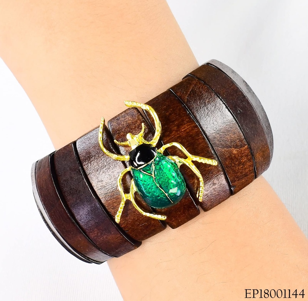 PULSERA SECCIONADA MADERA / ESCARABAJO CENTRO Z532-212