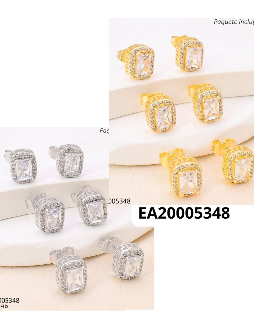PAQ. 3 PARES ARETES ZIRC. RECTANGULAR D/P N6353-268