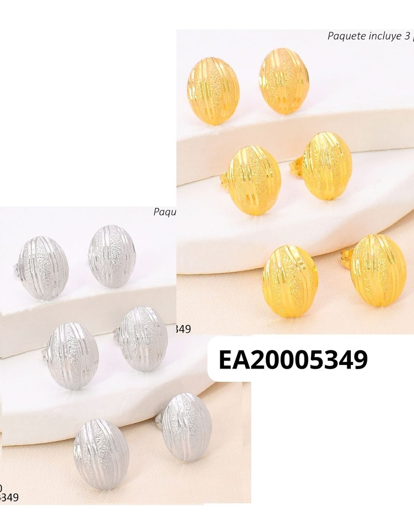 PAQ. 3 PARES ARETES OVALO RAYADO D/P N5808-167