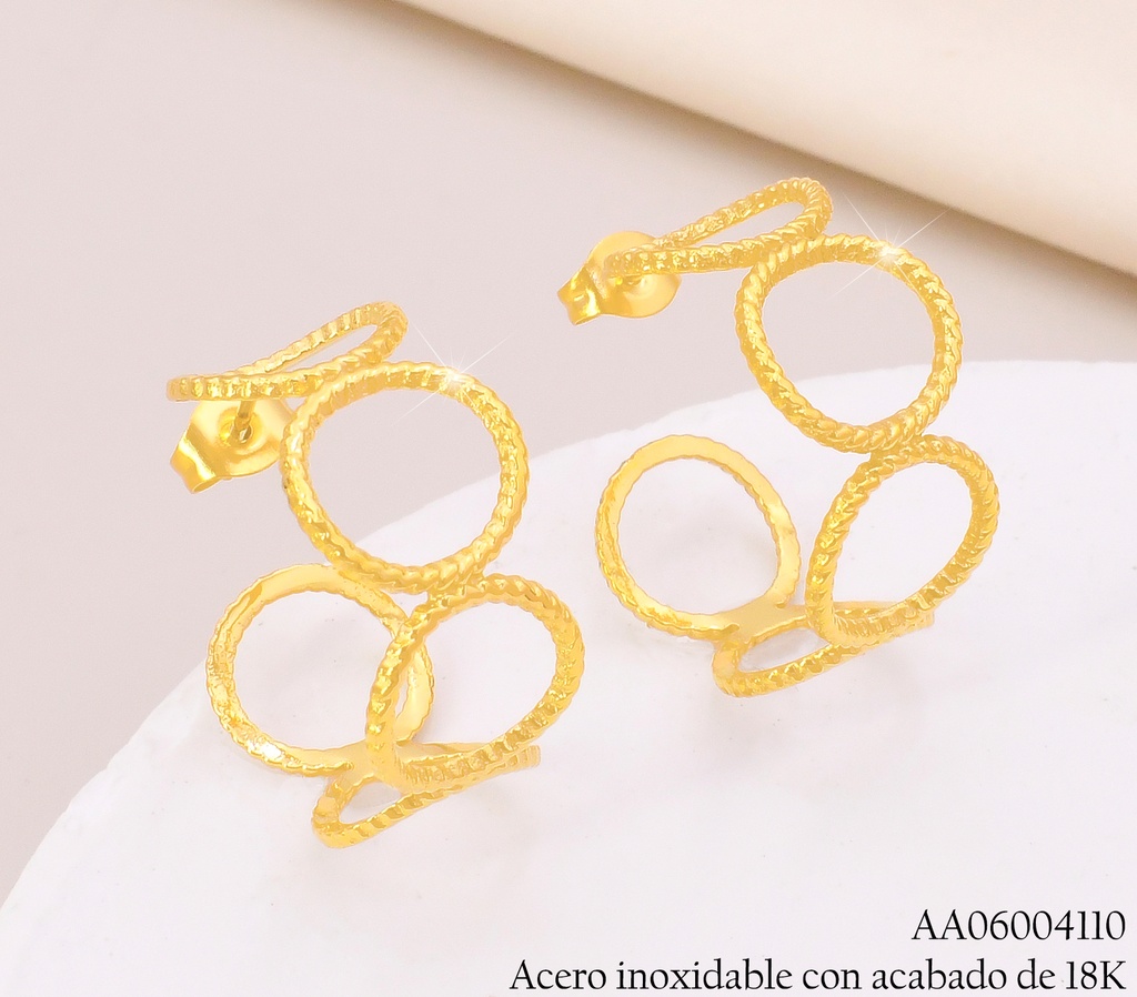ARETES  ACERO INOX. ACABADO 18K. "C" CIRCULOS  P25070155001