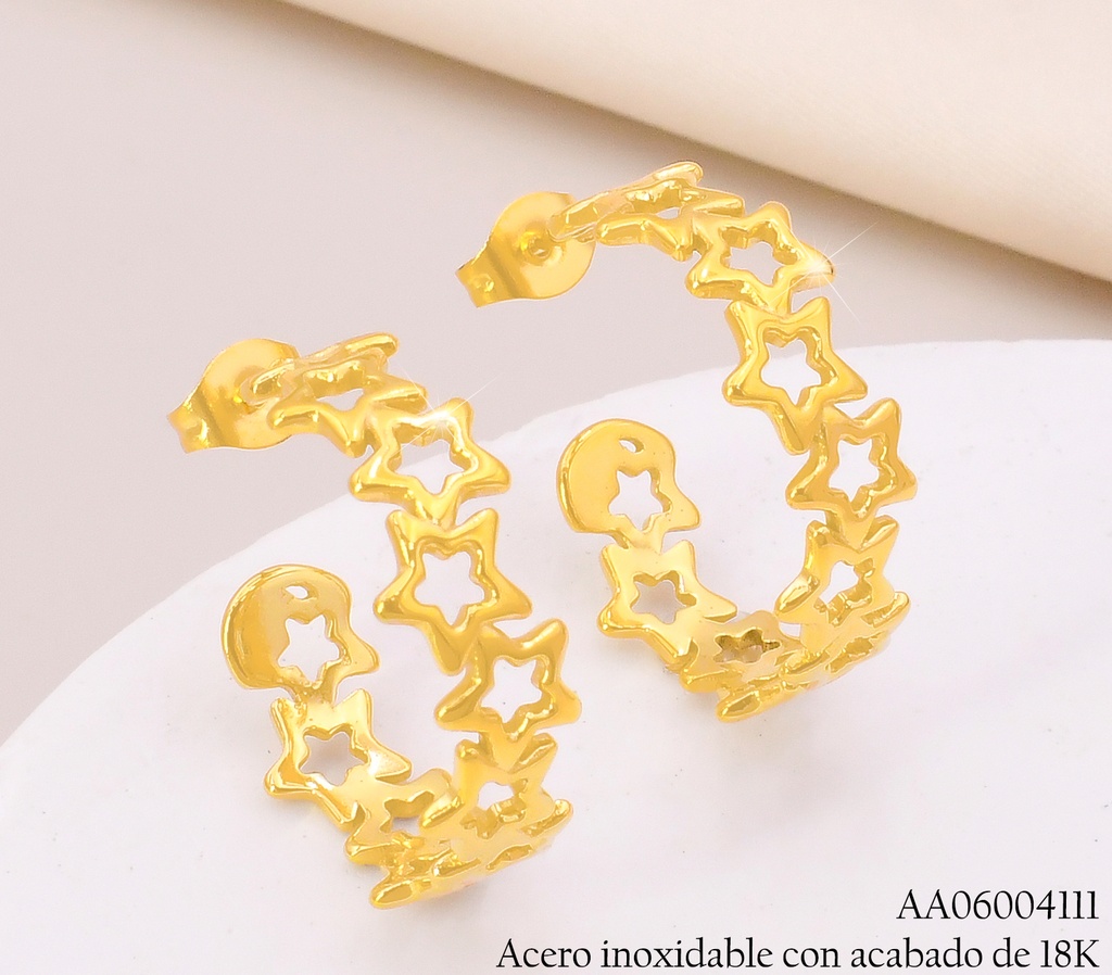 ARETES ACERO INOX. ACABADO 18K. "C" CROQUI ESTRELLA P25070152001