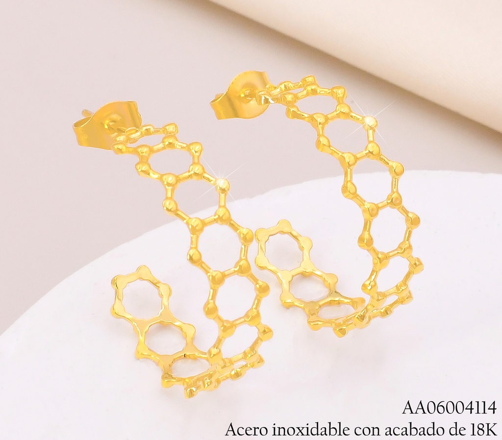 ARETES ACERO INOX. ACABADO 18K. "C" CIRCULOS P250470150001