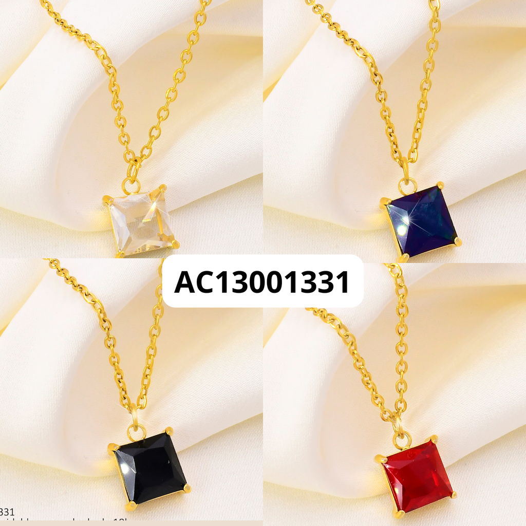 CADENAS ACERO INOX. ACABADO 18K. ZIRC. CUADRADA COL SURT. P2507004400