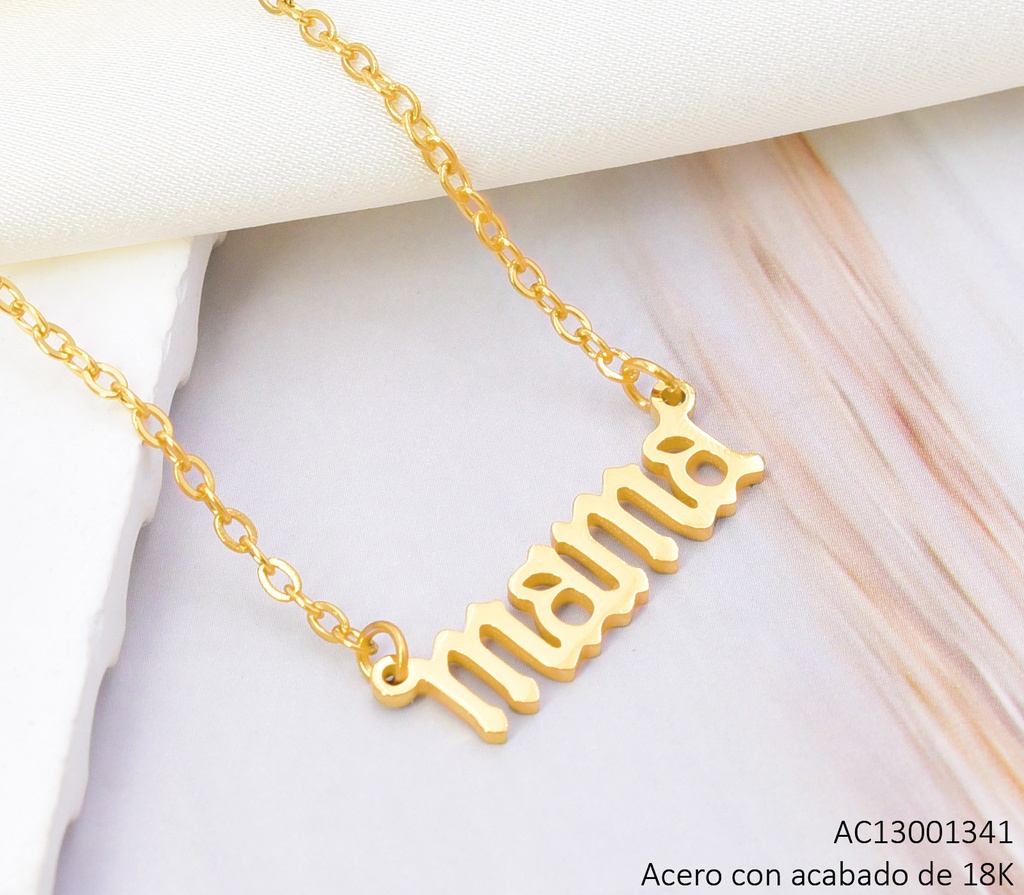 CADENAS ACERO INOX. ACABADO 18K. "MAMA" P25070041001