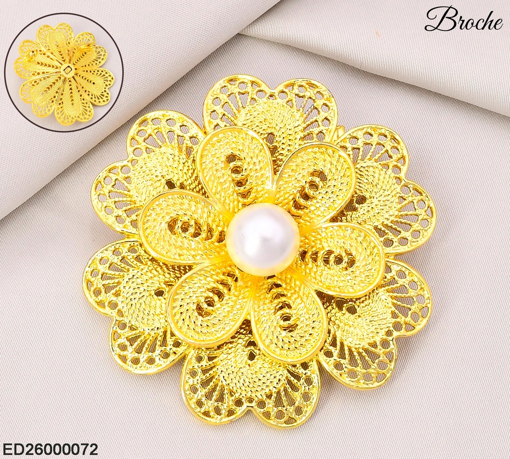 BROCHE DAMA FLOR PETALOS CORAZON PERLA CENTRO N5304-212