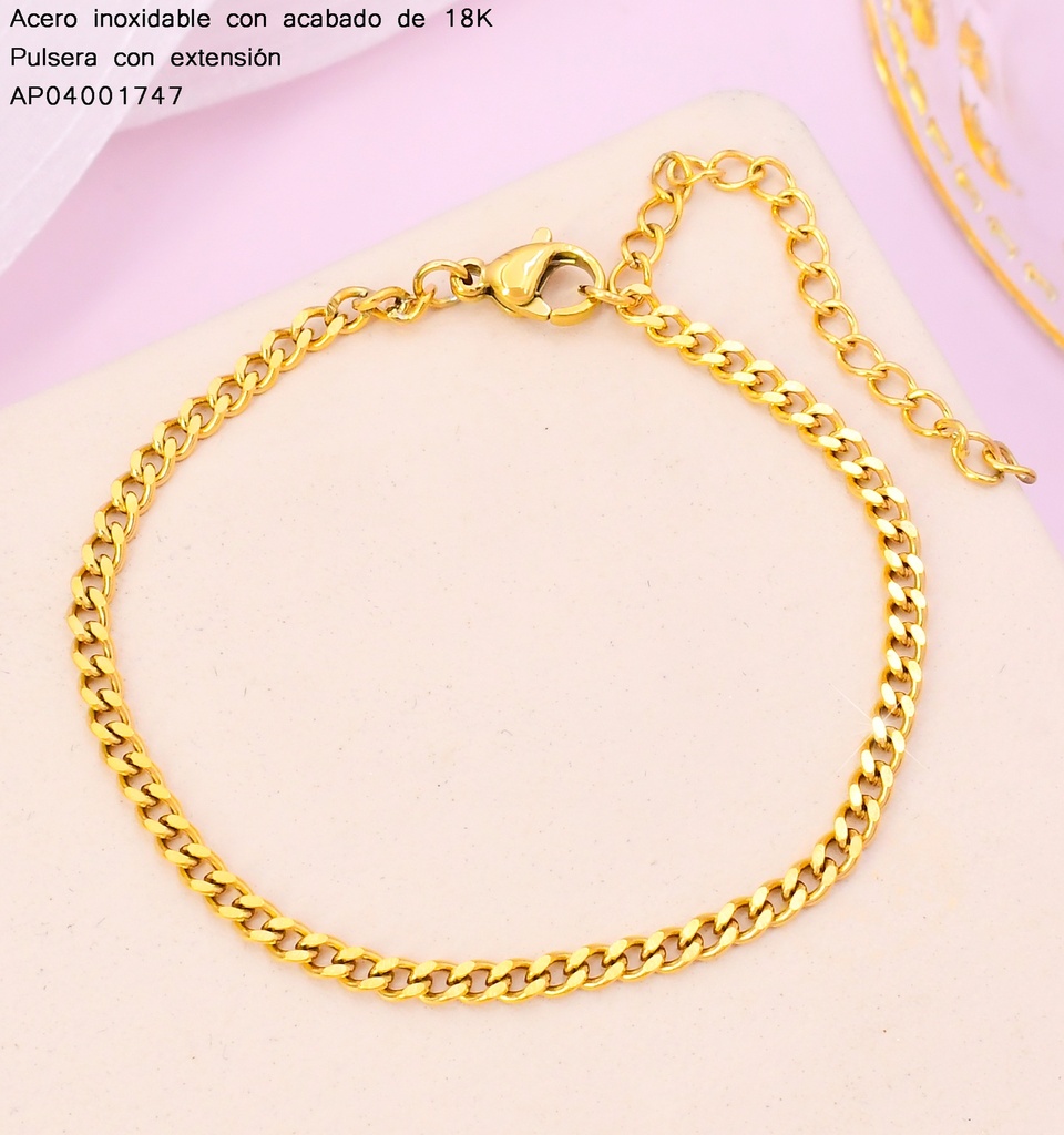 PULSERAS ACERO INOX. ACABADO 18K. ESLABON BARBADA PQ. P25070095001