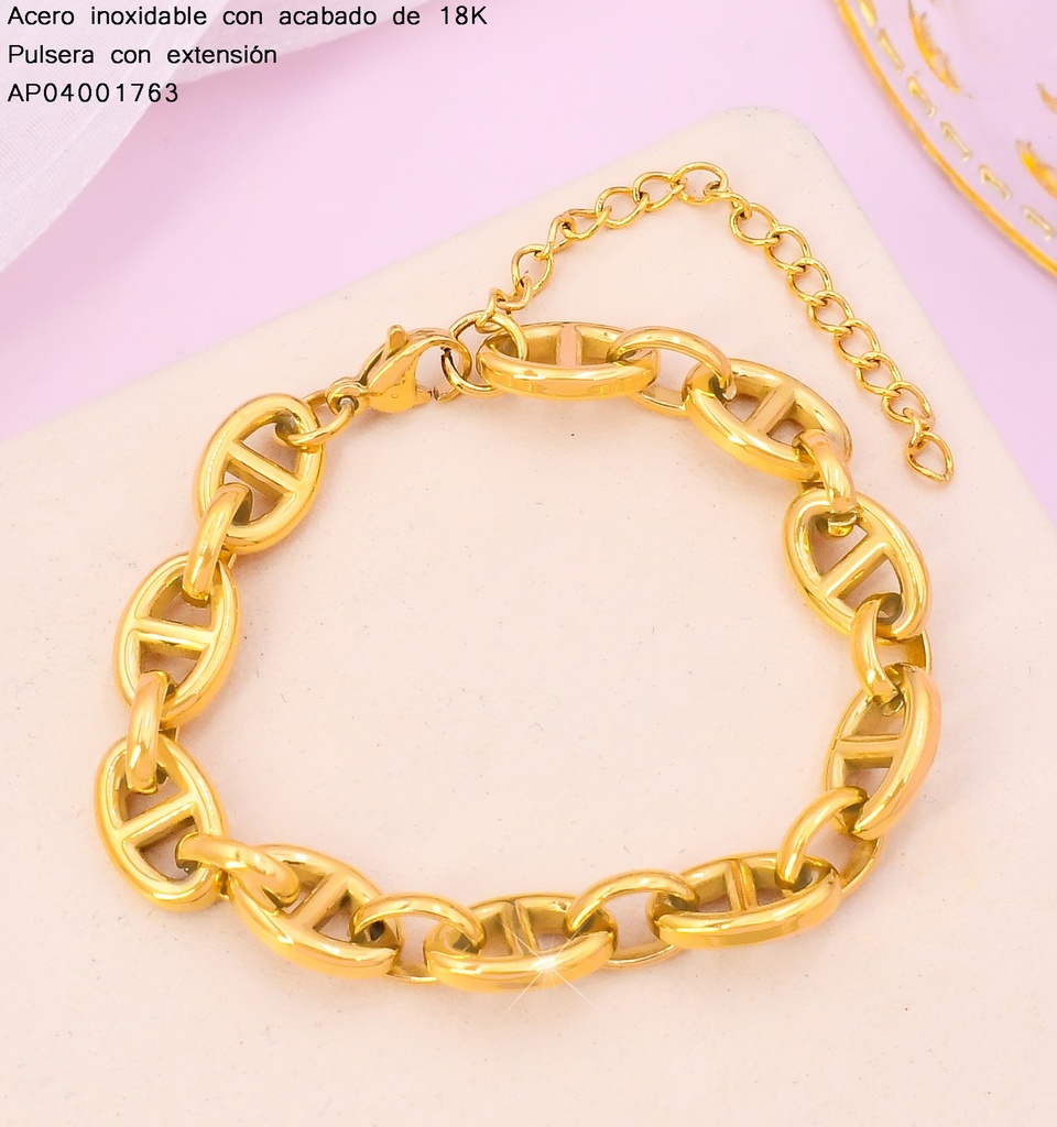 PULSERAS ACERO INOX. ACABADO 18K.  BILBAINA BARRAS P25070100001