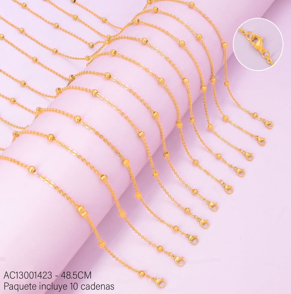 PAQ. 10 CADENAS TRAD. C/PELOTITAS 48.50CM C444-5