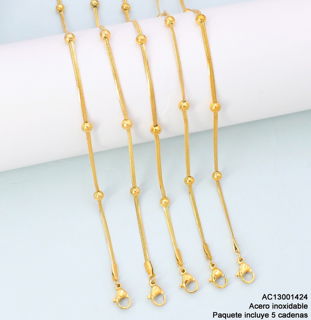 PAQ. 5 CADENAS SERPIENTE C/ PELOTITAS 45CM K4613-5