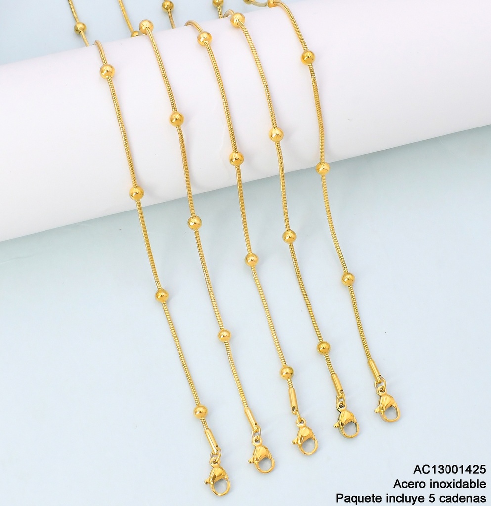 PAQ. 5 CADENAS COLA DE RATON C/ PELOTITAS 45CM K6809-5