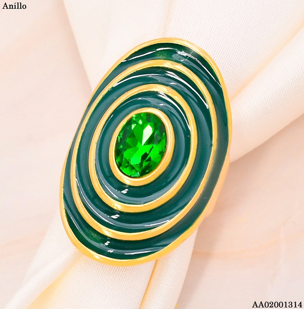 ANILLO OV. VERDE C/DORADO K9129-73