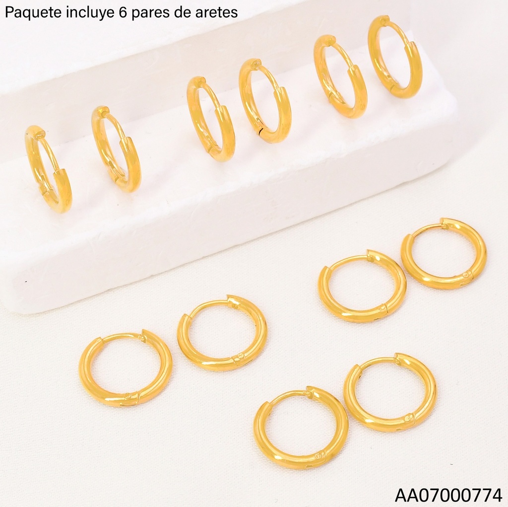 PAQ.6 PARES ARGOLLAS TRADICIONALES LISAS PQ.S9550-526