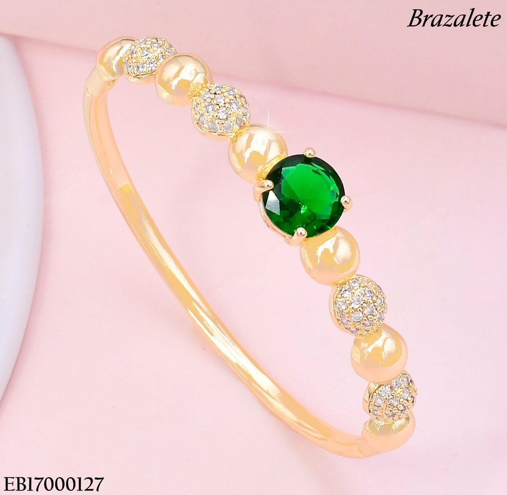 BRAZALETE DOR PELOTITAS / ZIRC VERDE CENTRO BE827-318