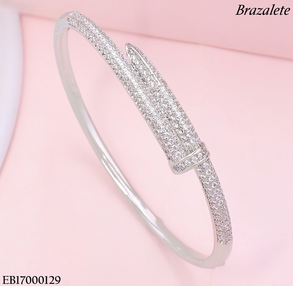 BRAZALETE PLAT  ZIRC. FORMANDO CLAVO BE829-318